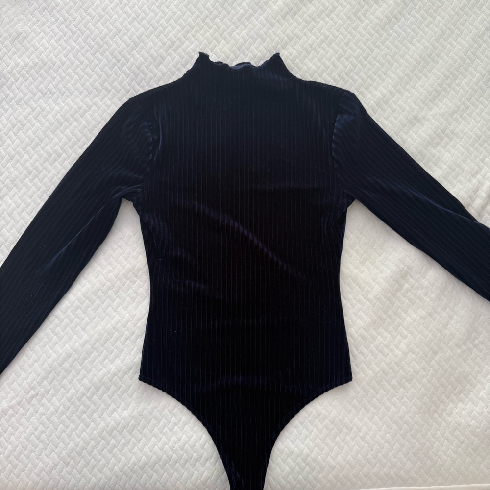 Lovers and Friends Velvet Navy Long Sleeve Bodysuit
